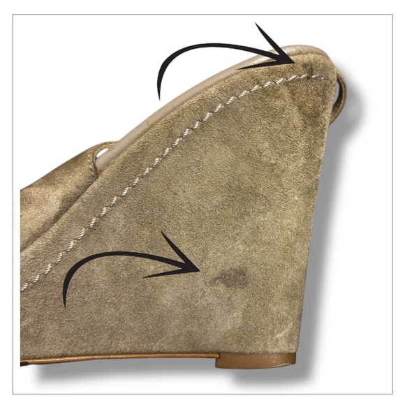 Vintage Davos Gomma Platform Wedge Heels Slingback Peep Toe Taupe Suede - Picture 9 of 10